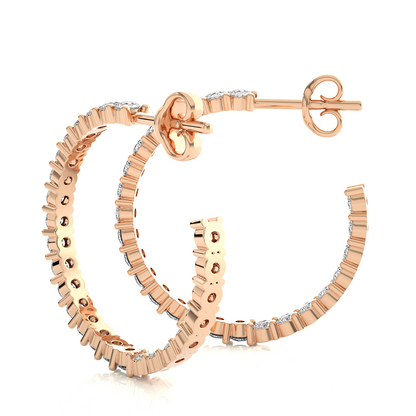 Inside-Out Hoops/Round Stone Earrings/Gold CVD Diamond Earring/Anniversary Gift/Solitaire Diamond Stud Earring/1 Ct Diamond Earring/Prong Setting/igi Certified/Stud Earring/Ethical Diamond/Silver Earring/Gold Earring/CVD Diamond Earring/E Color Diamond/VS Clarity Diamond/Manmade Diamond/Lab Grown Diamond/Round Cut Diamond