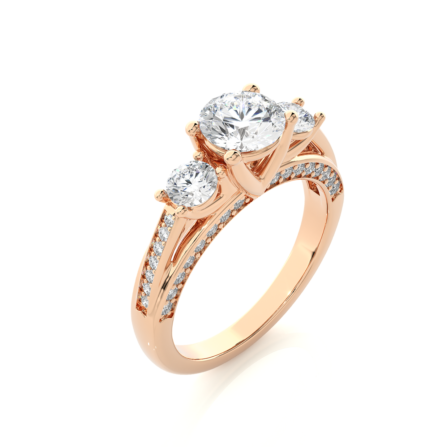 1.01 Ct Round Cut E-VS1 Lab Grown Diamond Gold Engagement Ring