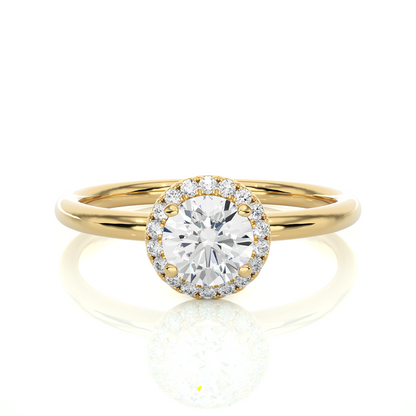 1.00 CT Round Cut E/VS1 Lab Diamond Halo Gold Engagement Ring