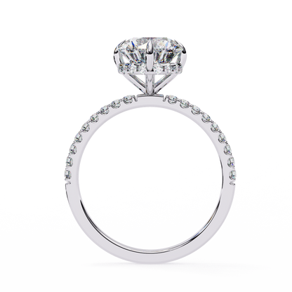 2.5 Ct Round Cut E/VS Lab Grown Diamond Hidden Halo Engagement Ring