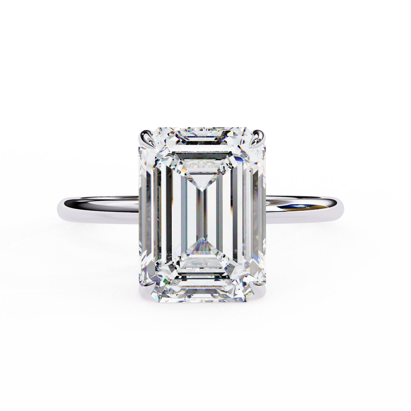 4.05 Ct Emerald Cut Lab Grown Diamond Hidden Halo Gold Ring