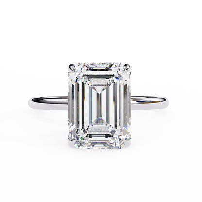 4.05 Ct Emerald Cut Lab Grown Diamond Hidden Halo Gold Ring