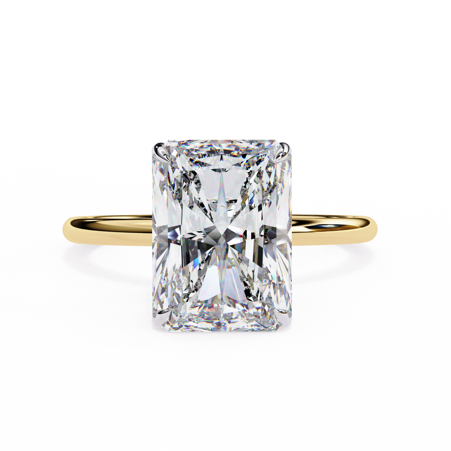 3.75 Ct Radiant Cut Lab Grown Diamond Hidden Halo Gold Ring