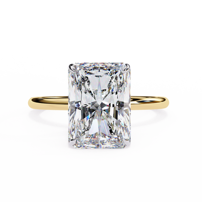 3.75 Ct Radiant Cut Lab Grown Diamond Hidden Halo Gold Ring