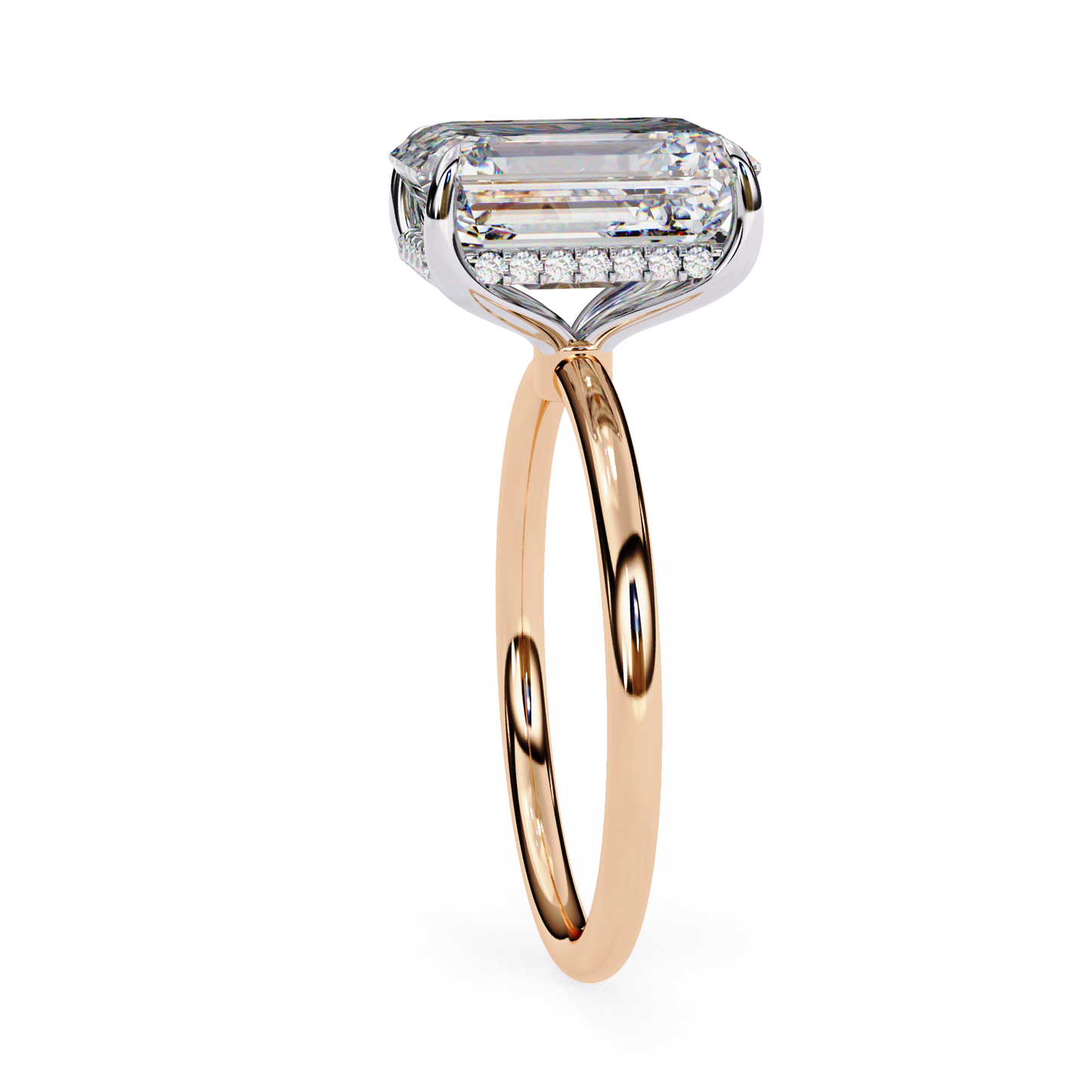 3.75 Ct Radiant Cut Lab Grown Diamond Hidden Halo Gold Ring