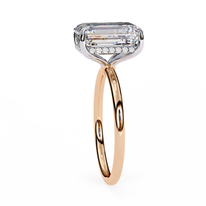 3.75 Ct Radiant Cut Lab Grown Diamond Hidden Halo Gold Ring