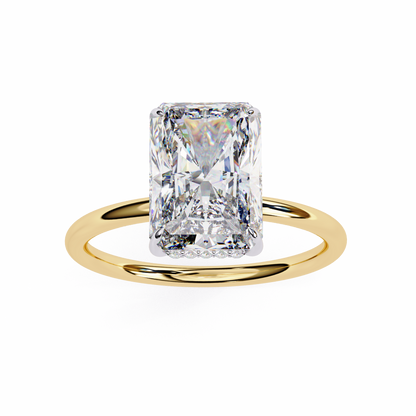 3.75 Ct Radiant Cut Lab Grown Diamond Hidden Halo Gold Ring