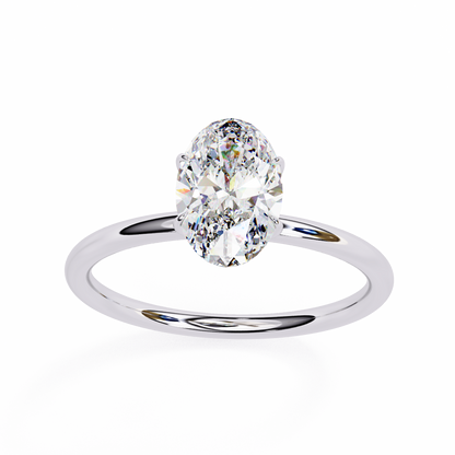 2.0 Ct Oval Cut F-VS Lab Grown Diamond Solitaire Engagement Ring/White Gold/Yellow Gold/Rose Gold/Oval Cut Diamond/CVD Diamond Ring/10k Gold/14k Gold/18k Gold/Prong Setting