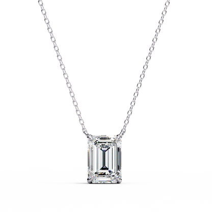 1.03 Ct Emerald Cut Lab Grown Diamond Four Prong Pendant