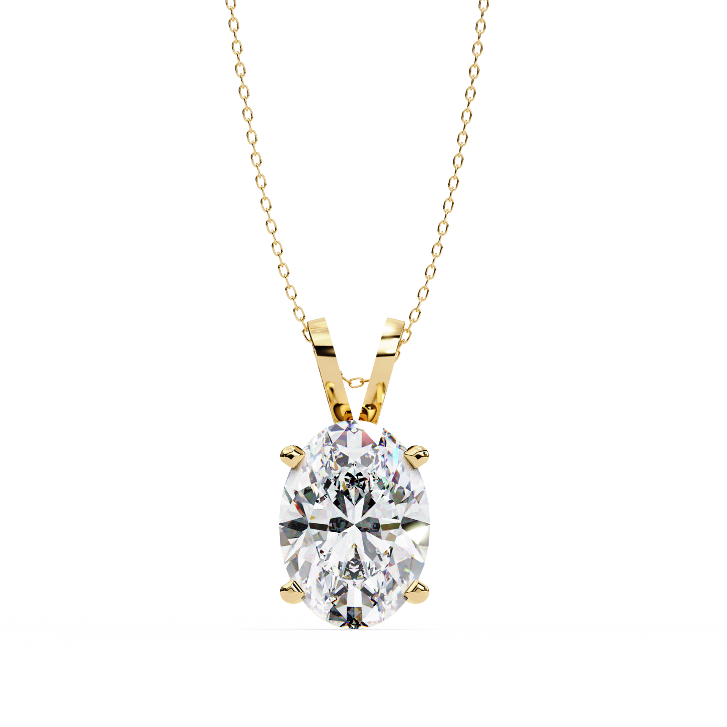 2.5 Ct Oval Cut Lab Grown Diamond Four Prong Gold Pendant