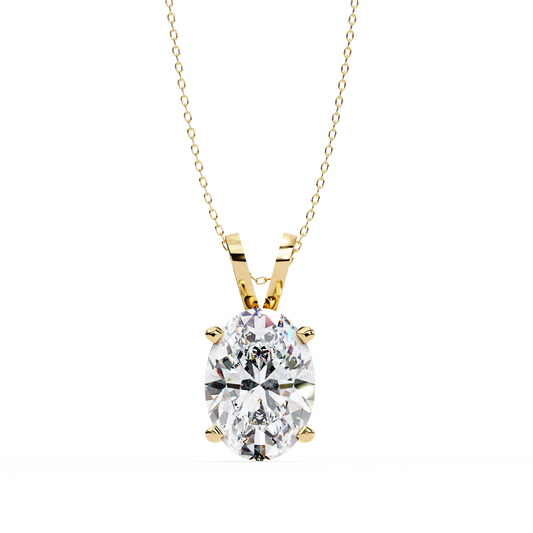 2.5 Ct Oval Cut Lab Grown Diamond Four Prong Gold Pendant