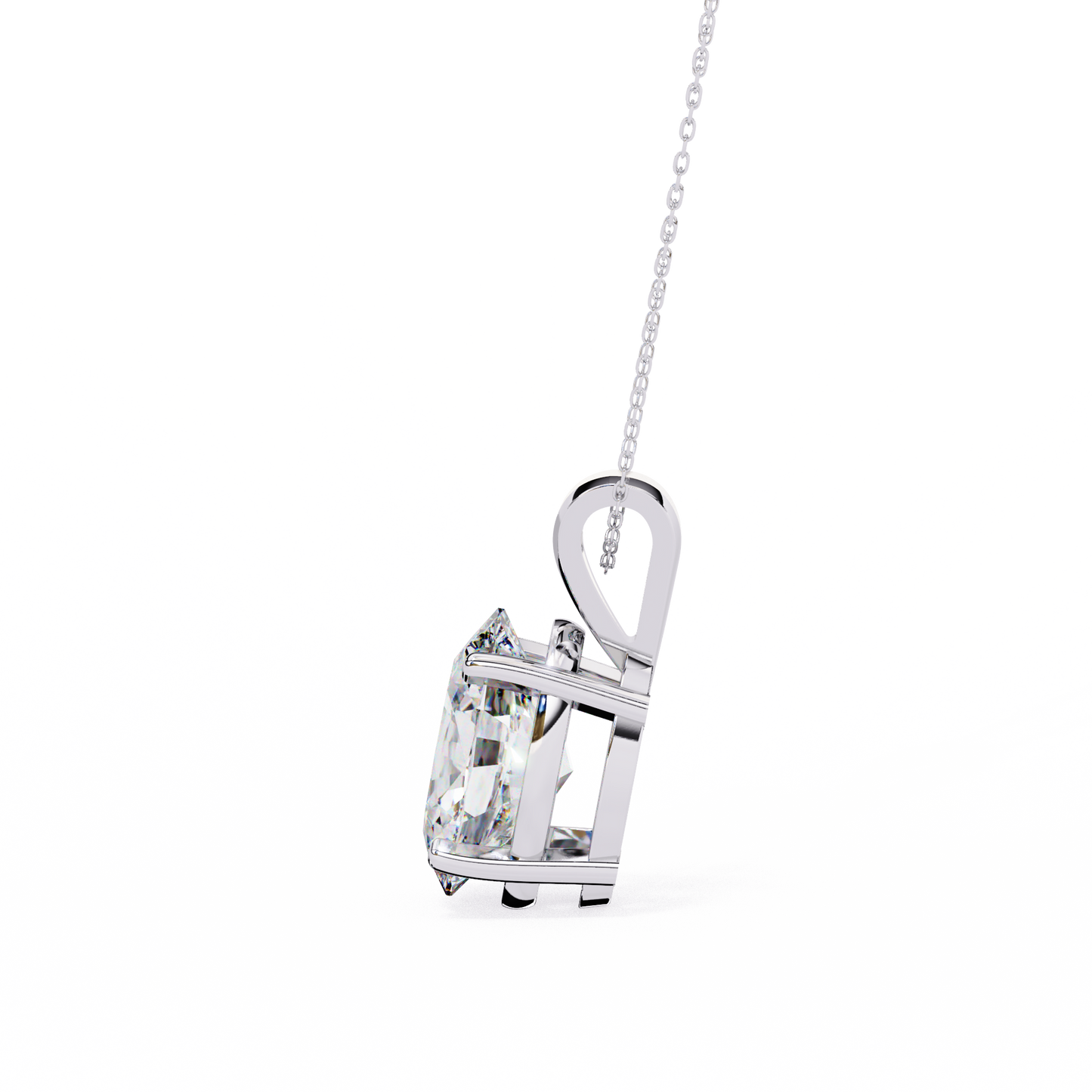 2.5 Ct Oval Cut Lab Grown Diamond Four Prong Gold Pendant