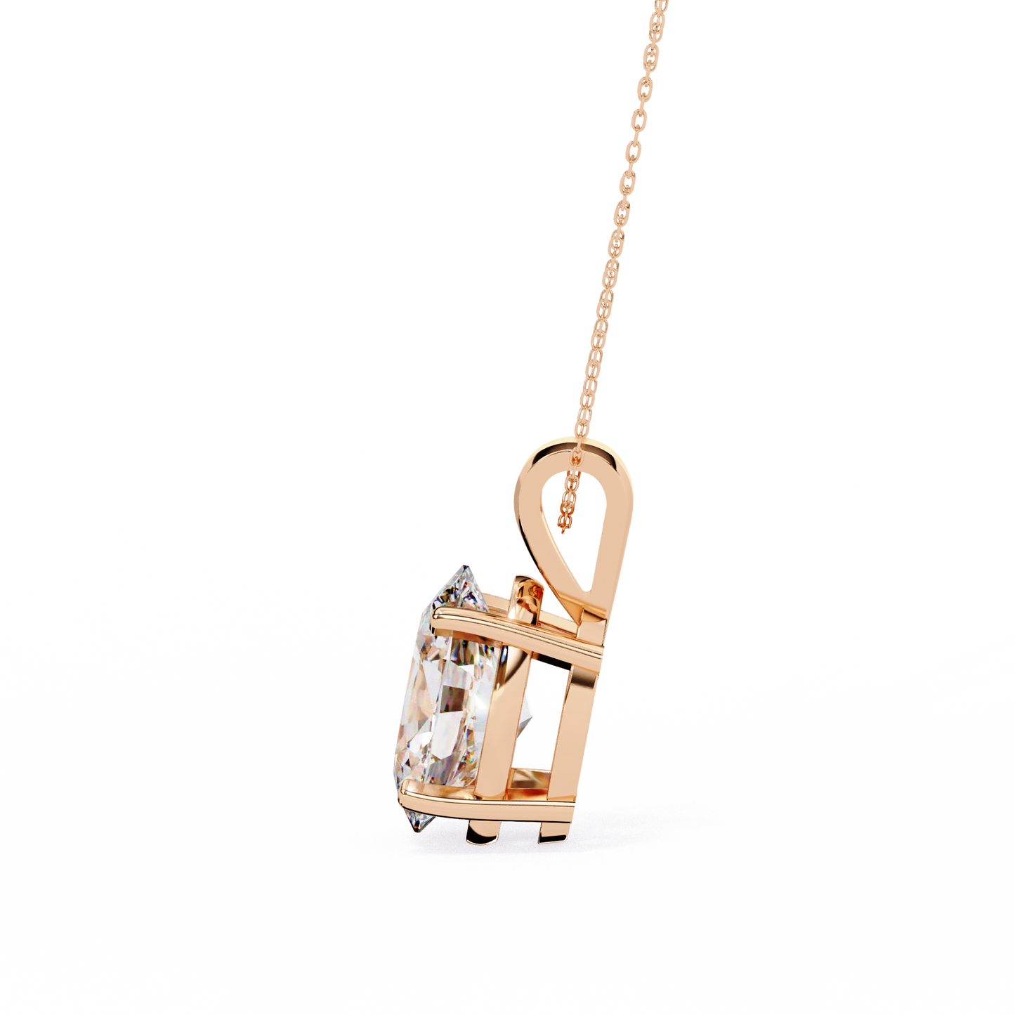 2.5 Ct Oval Cut Lab Grown Diamond Four Prong Gold Pendant