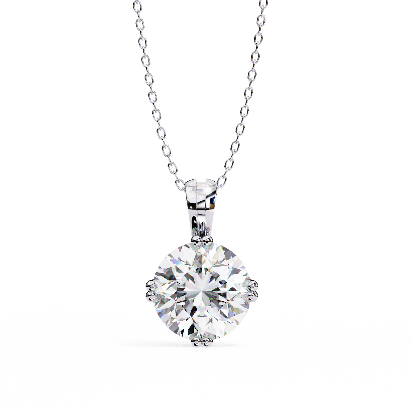 1.98 Ct Round Cut Lab Grown Diamond Solitaire White Gold Pendant