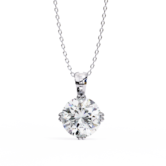 1.98 Ct Round Cut Lab Grown Diamond Solitaire White Gold Pendant