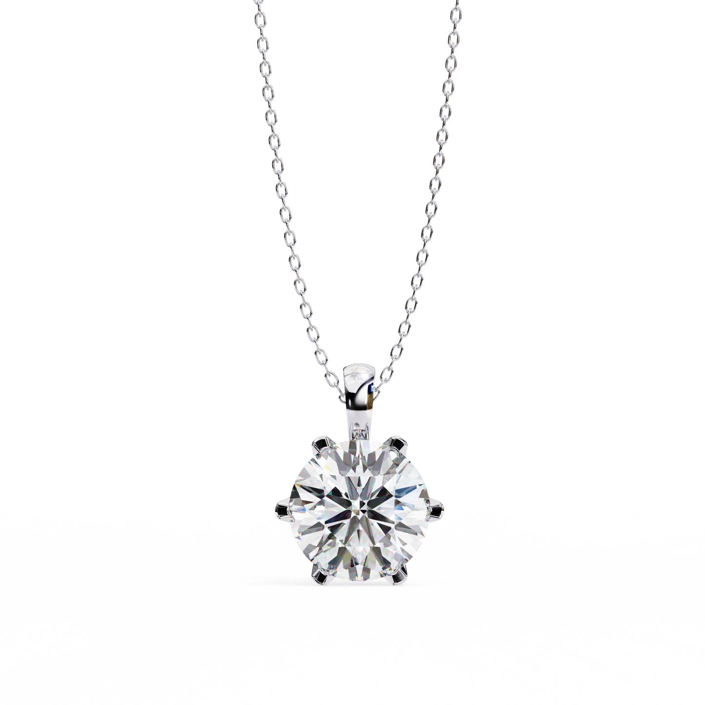 2.20 Ct Round Cut Lab Grown Diamond Six Prong Gold Pendant