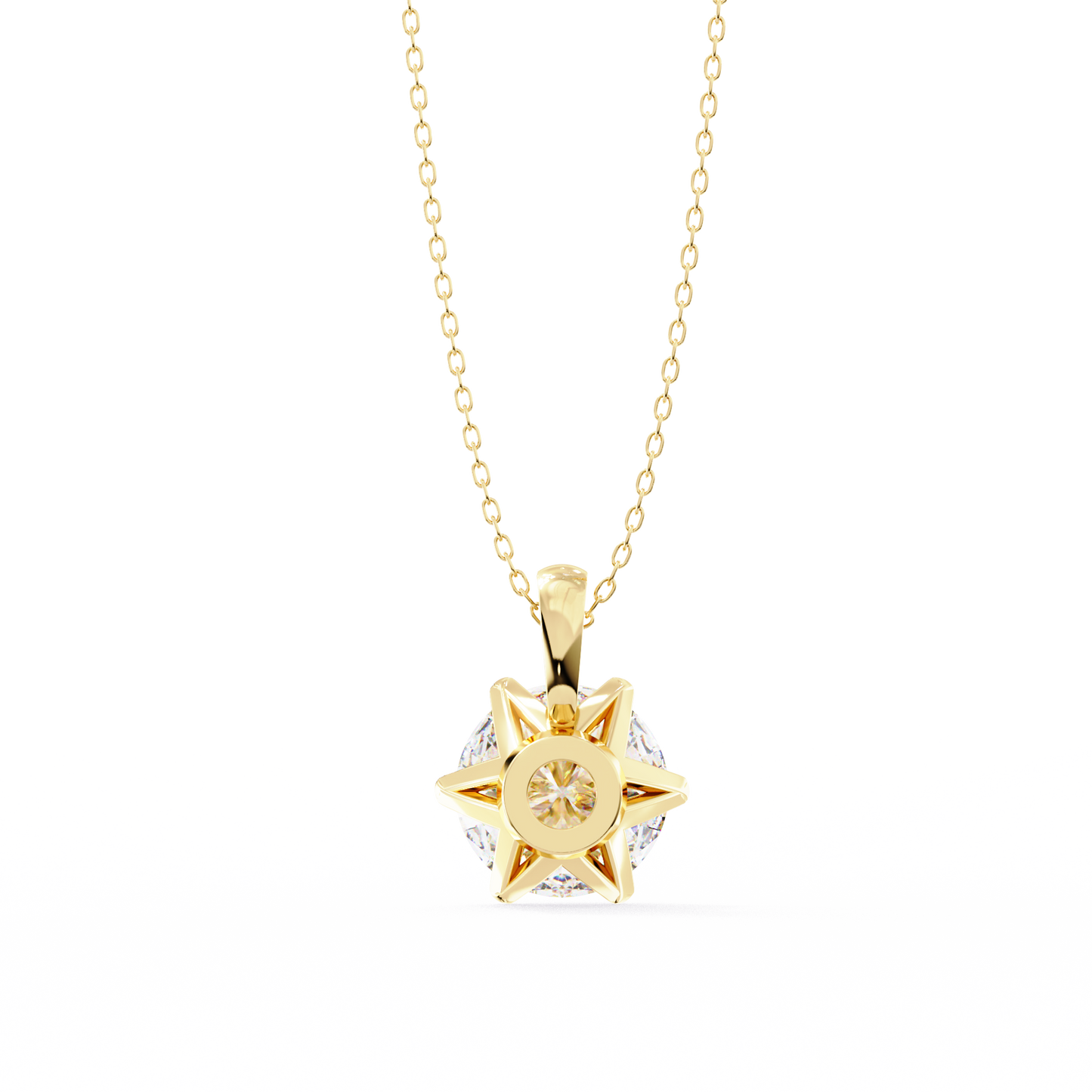 2.20 Ct Round Cut Lab Grown Diamond Six Prong Gold Pendant