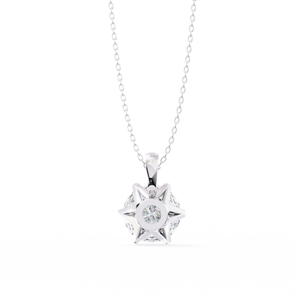 2.20 Ct Round Cut Lab Grown Diamond Six Prong Gold Pendant