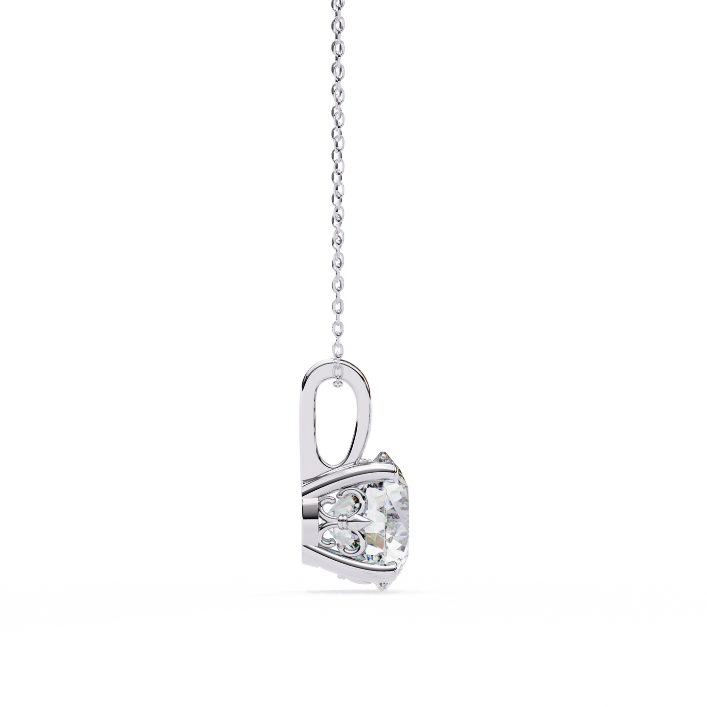 3.02 Ct Round Cut Lab Grown Diamond Four Prong Gold Pendant