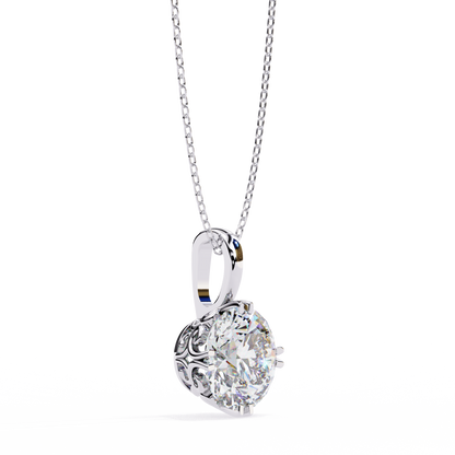 1.84 Ct Round Cut Lab Grown Diamond Solitaire Eight Prong Pendant