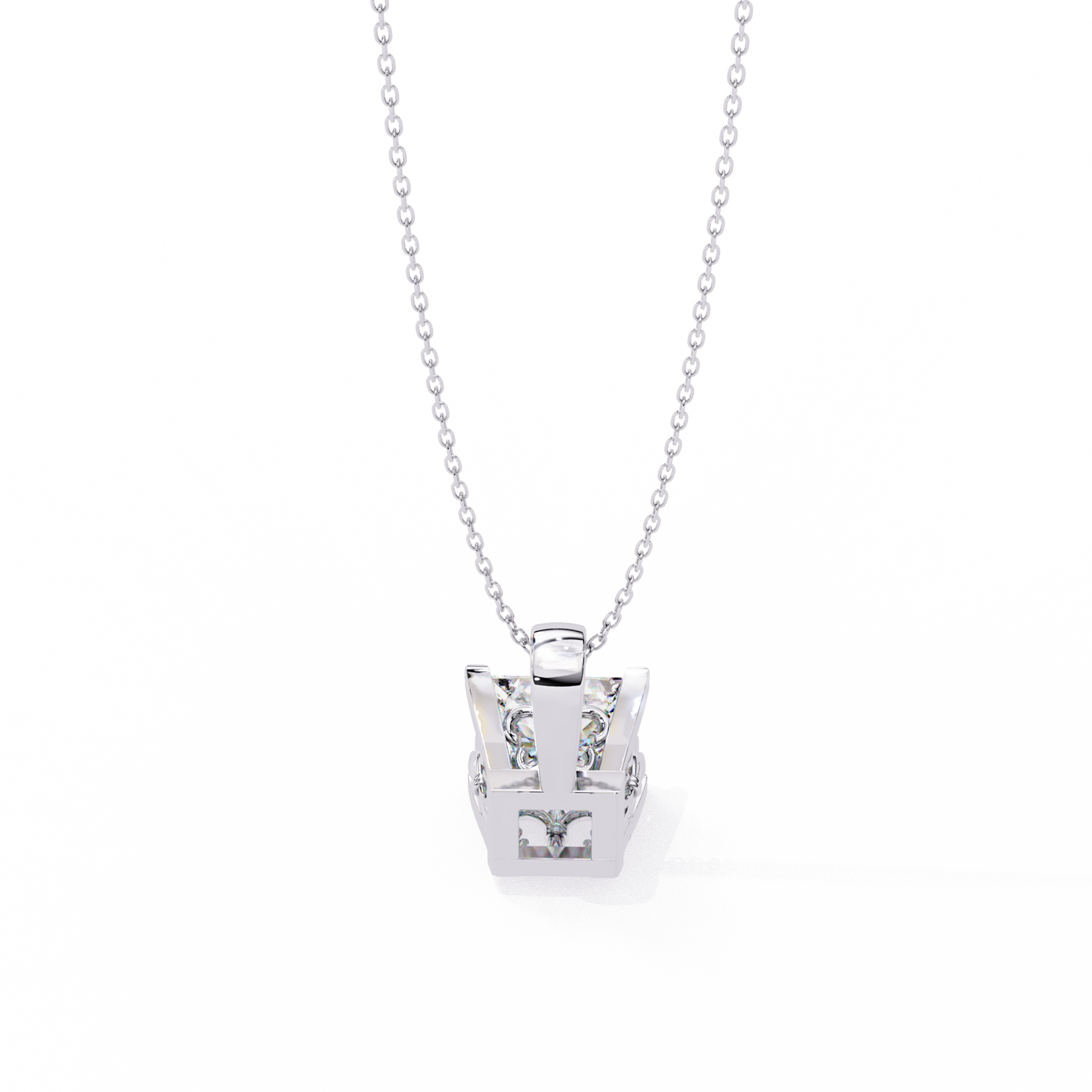 2.62 CT Princess Cut Lab Grown Diamond Solitaire Four Prong Pendant