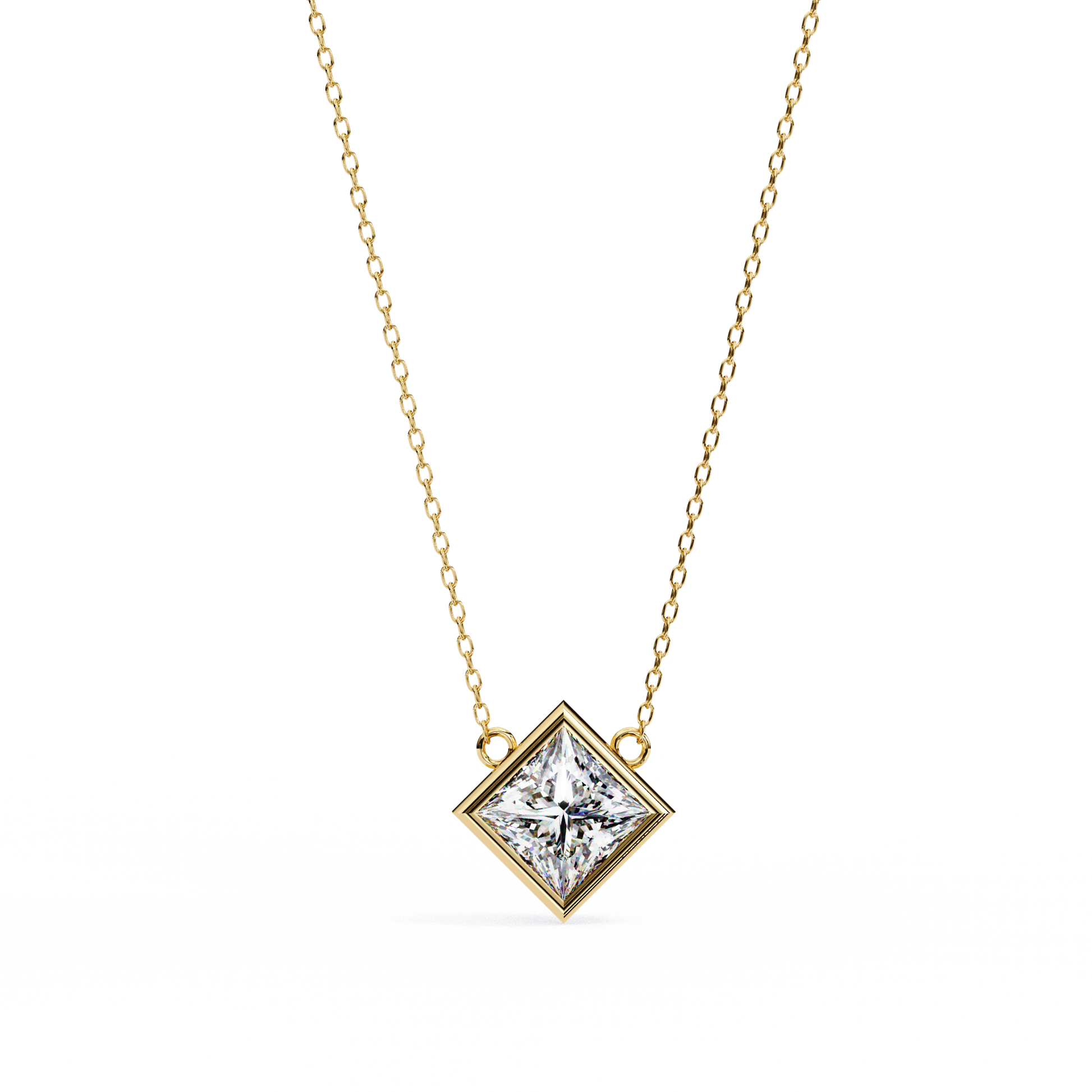 2.01 CT Princess Cut Lab Grown Diamond Bezel Pendant