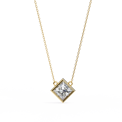 2.01 CT Princess Cut Lab Grown Diamond Bezel Pendant