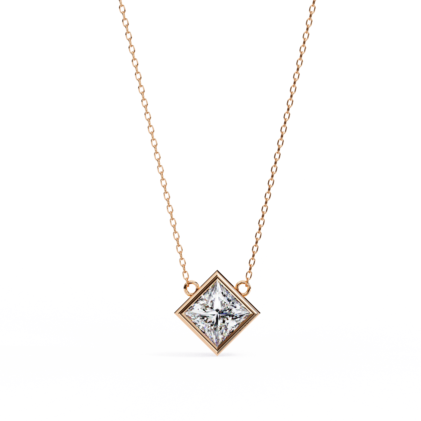 2.01 CT Princess Cut Lab Grown Diamond Bezel Pendant