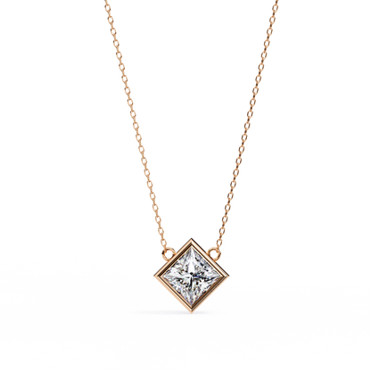 2.01 CT Princess Cut Lab Grown Diamond Bezel Pendant