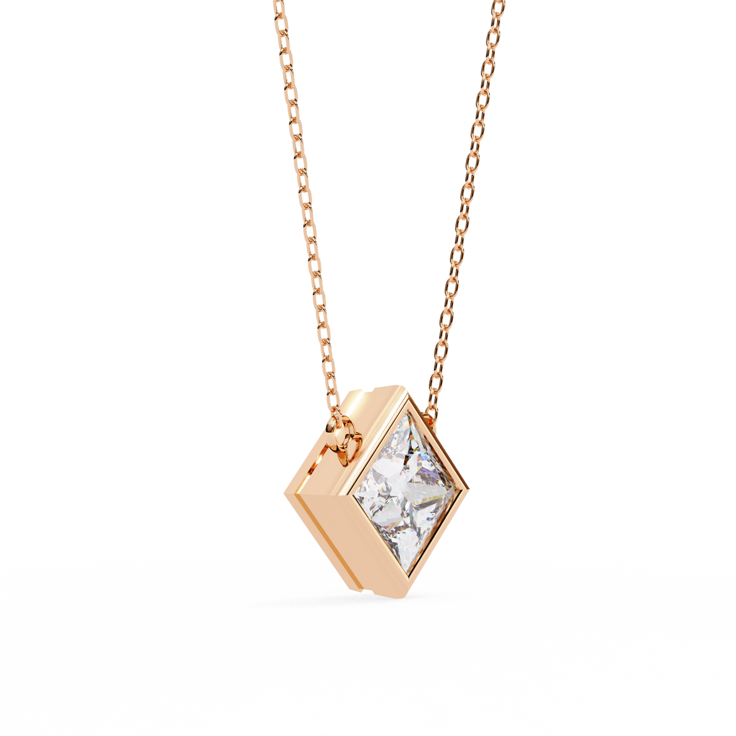 2.01 CT Princess Cut Lab Grown Diamond Bezel Pendant