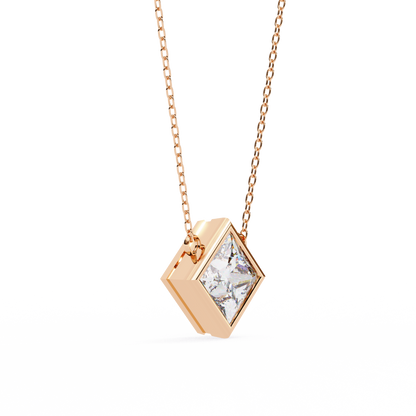 2.01 CT Princess Cut Lab Grown Diamond Bezel Pendant