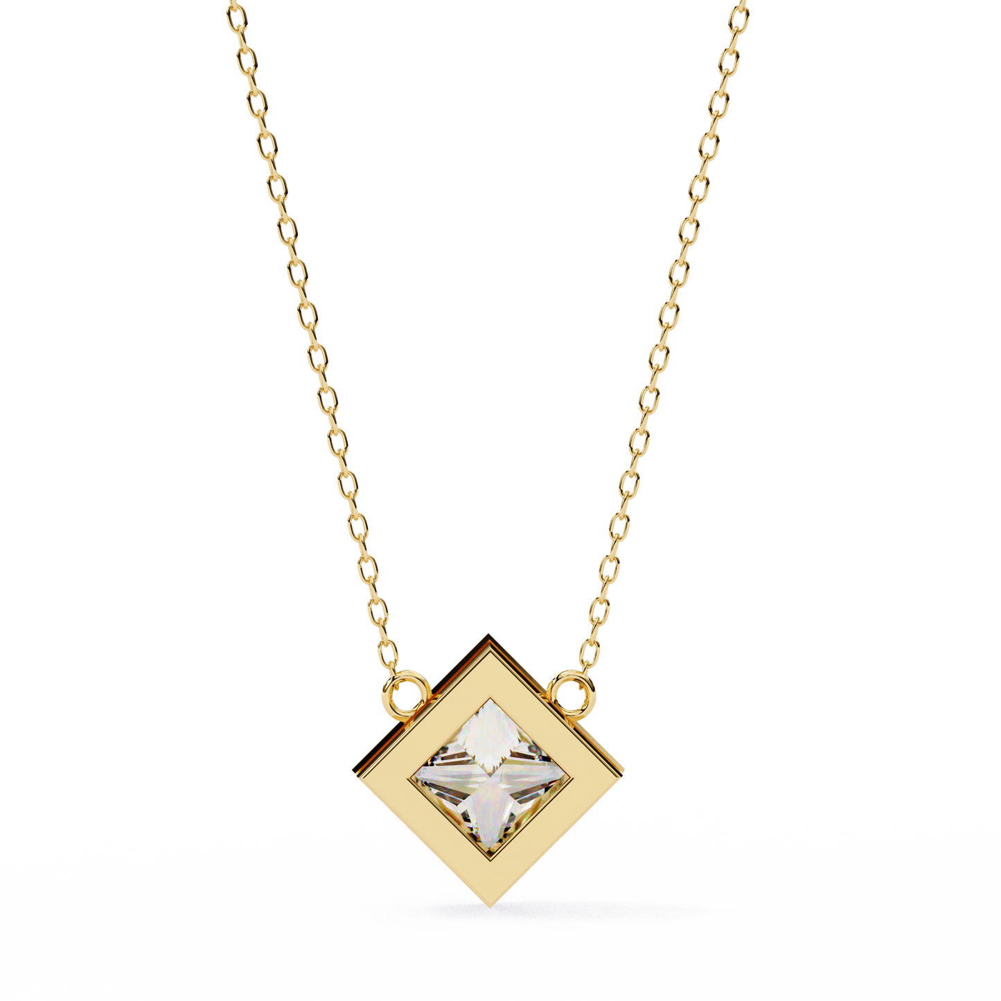 2.01 CT Princess Cut Lab Grown Diamond Bezel Pendant