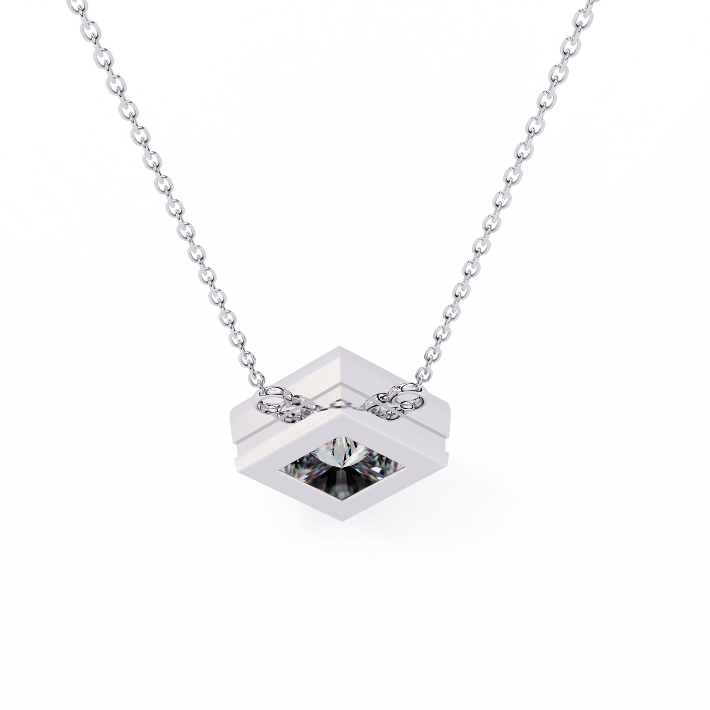 2.01 CT Princess Cut Lab Grown Diamond Bezel Pendant