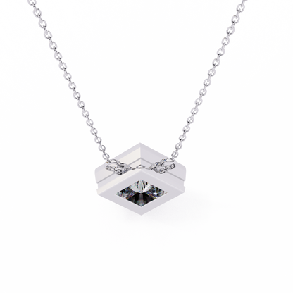 2.01 CT Princess Cut Lab Grown Diamond Bezel Pendant