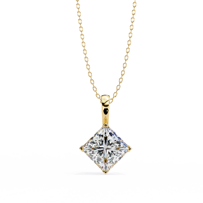 2.88 Ct Princess Cut Lab Grown Diamond Four Prong Pendant