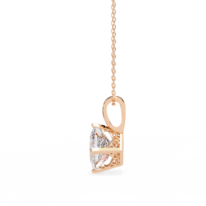 2.88 Ct Princess Cut Lab Grown Diamond Four Prong Pendant