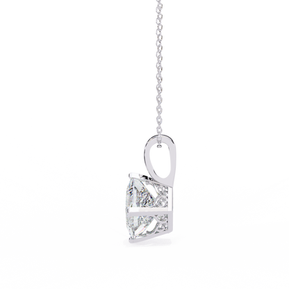 2.88 Ct Princess Cut Lab Grown Diamond Four Prong Pendant