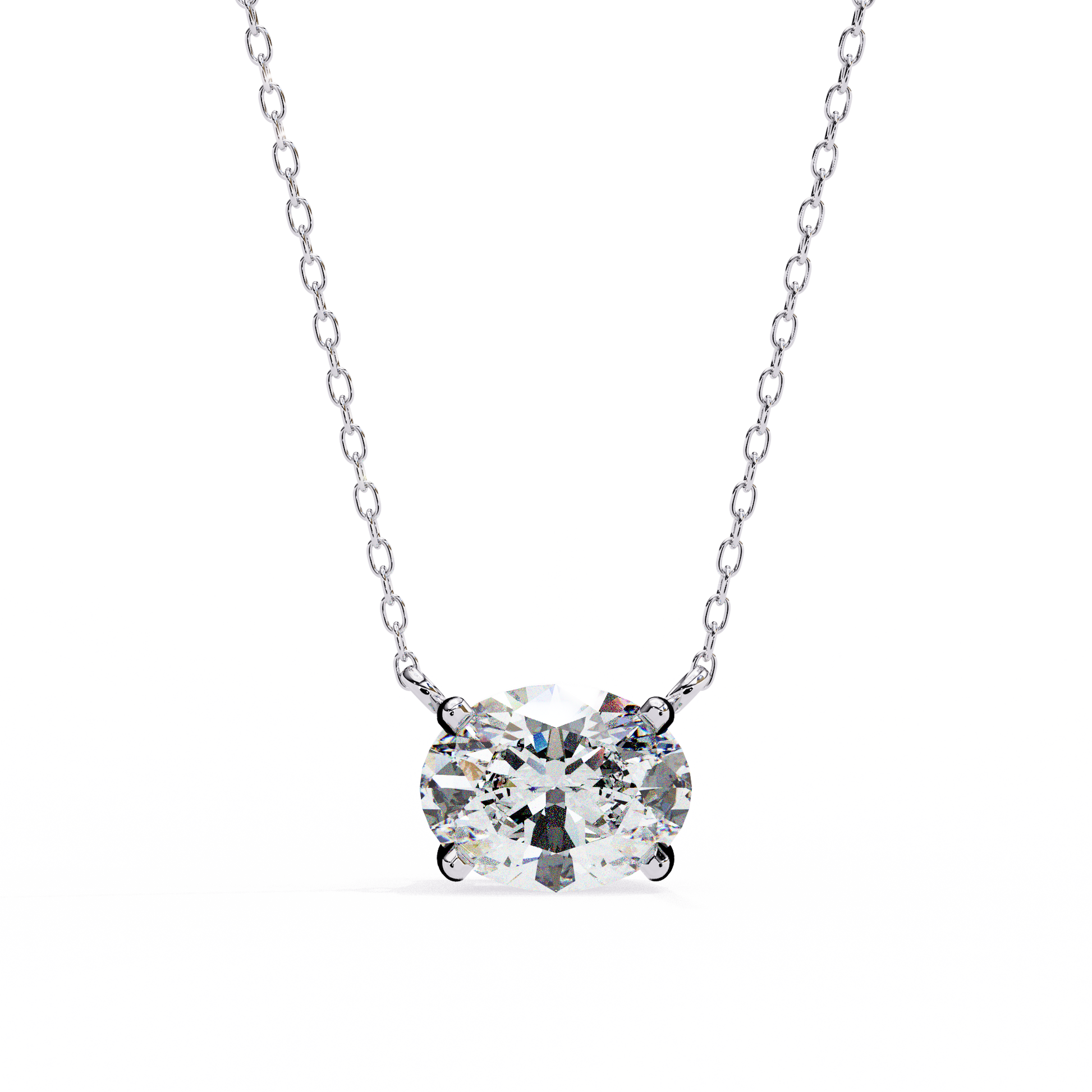 1.66 Ct Oval Cut Lab Grown Diamond Four Prong Pendant