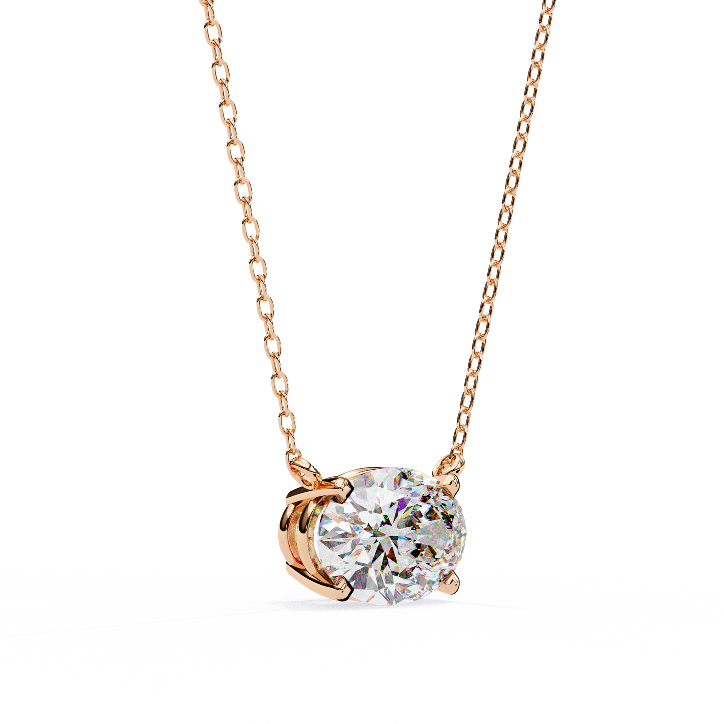 1.66 Ct Oval Cut Lab Grown Diamond Four Prong Pendant