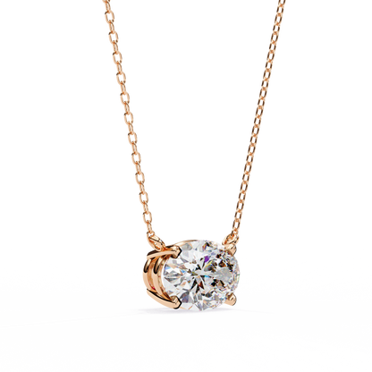 1.66 Ct Oval Cut Lab Grown Diamond Four Prong Pendant