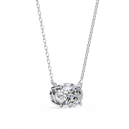 1.66 Ct Oval Cut Lab Grown Diamond Four Prong Pendant