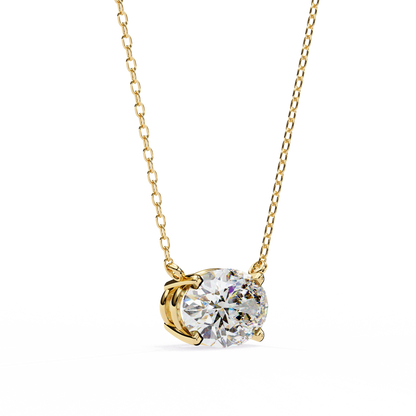 1.66 Ct Oval Cut Lab Grown Diamond Four Prong Pendant