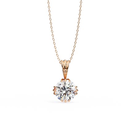 2.04 CT Round Cut Lab Grown Diamond Solitaire Gold Pendant