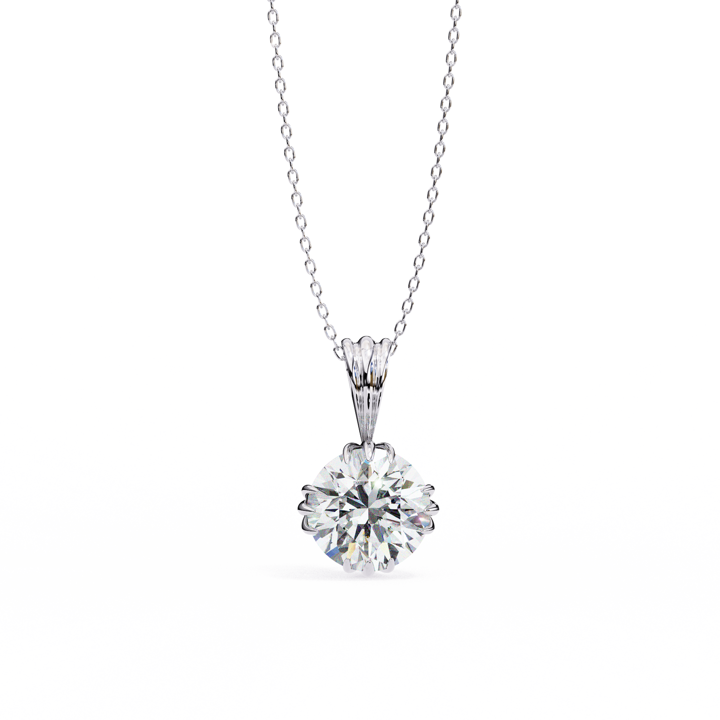 2.04 CT Round Cut Lab Grown Diamond Solitaire Gold Pendant