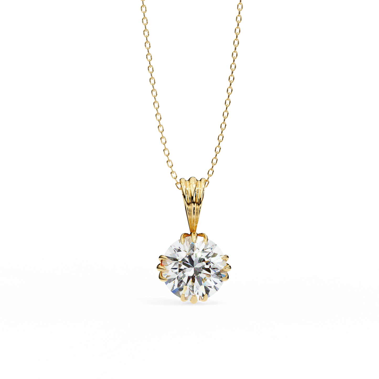 2.04 CT Round Cut Lab Grown Diamond Solitaire Gold Pendant