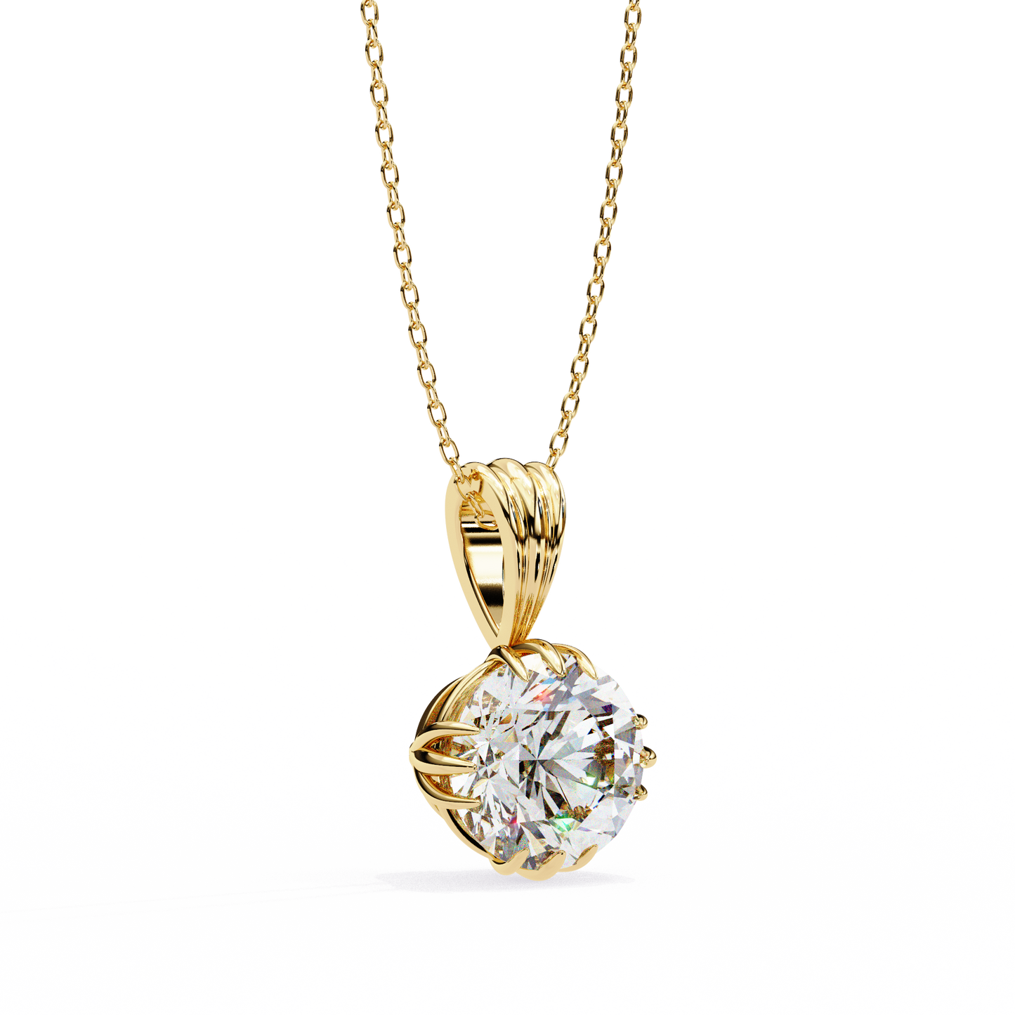 2.04 CT Round Cut Lab Grown Diamond Solitaire Gold Pendant