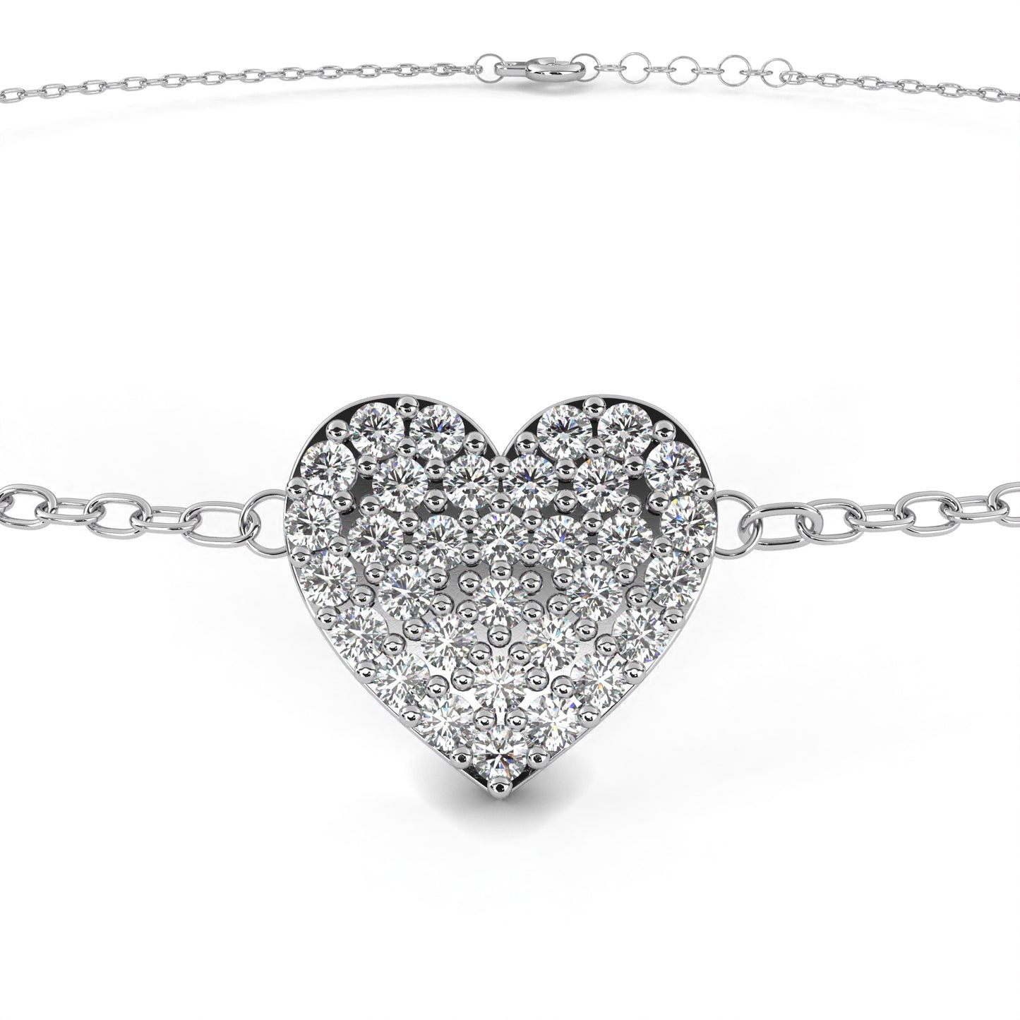 Round Cut Lab Grown Diamond Heart Bracelet