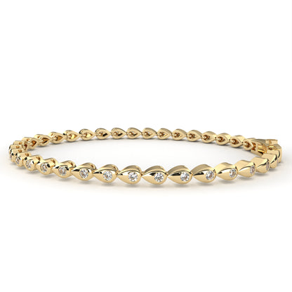 1.2 CTW Round Cut Lab Grown Diamond Flus Gold Bracelet