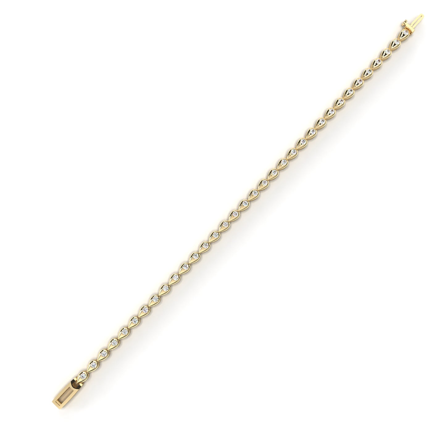 1.2 CTW Round Cut Lab Grown Diamond Flus Gold Bracelet