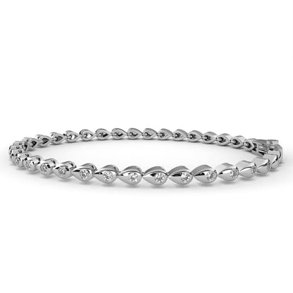 1.2 CTW Round Cut Lab Grown Diamond Flus Gold Bracelet